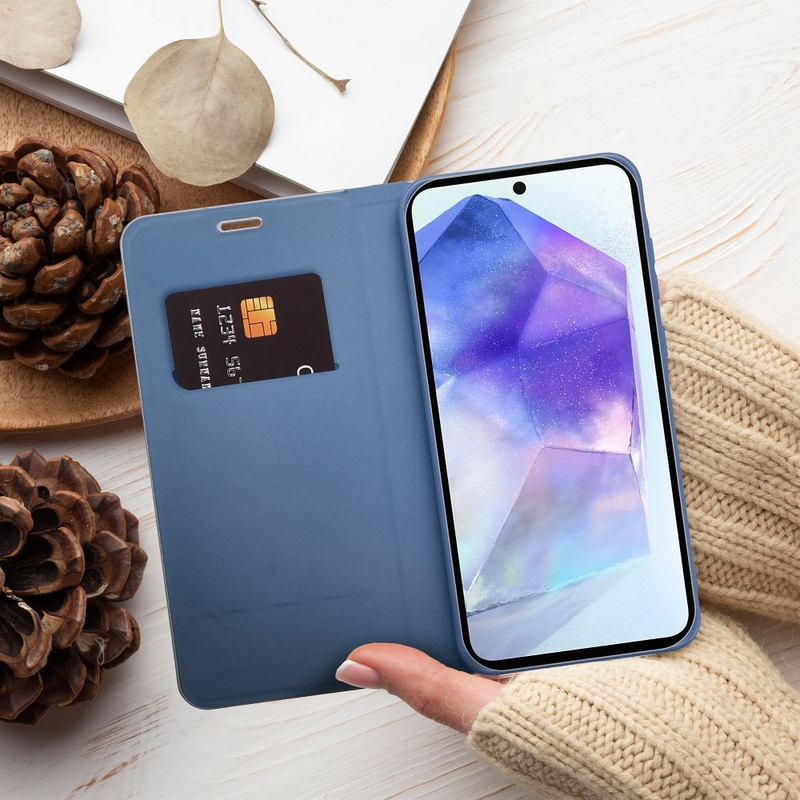 Kabura LUNA Book Carbon do SAMSUNG Xcover 4 niebieski