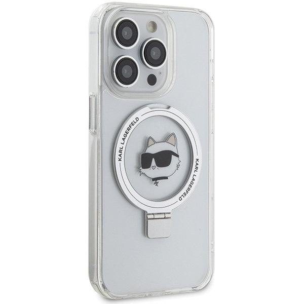 Karl Lagerfeld KLHMP15XHMRSCHH iPhone 15 Pro Max 6,7&quot; weiß/weiß Hardcase Ring Stand Choupette Head MagSafe