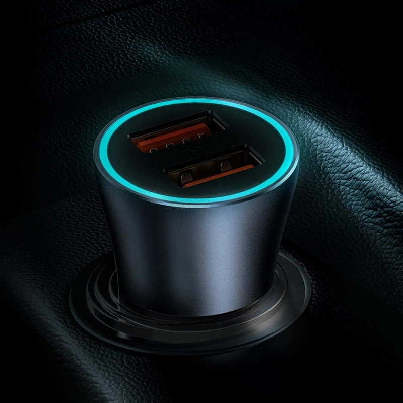 Baseus Golden Contactor Pro szybka ładowarka samochodowa 2x USB 40 W Quick Charge SCP FCP AFC + kabel USB - USB Typ C szary (TZCCJD-A0G)