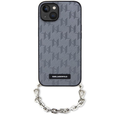 Karl Lagerfeld KLHCP14SSACKLHPG iPhone 14 6,1" Silber/Silber Hardcase Saffiano Monogram Chain