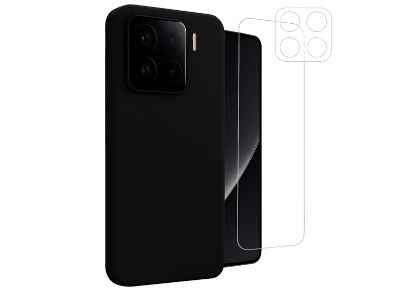 Etui do Xiaomi 15 czarne + Szkło na ekran + Szkło na aparat