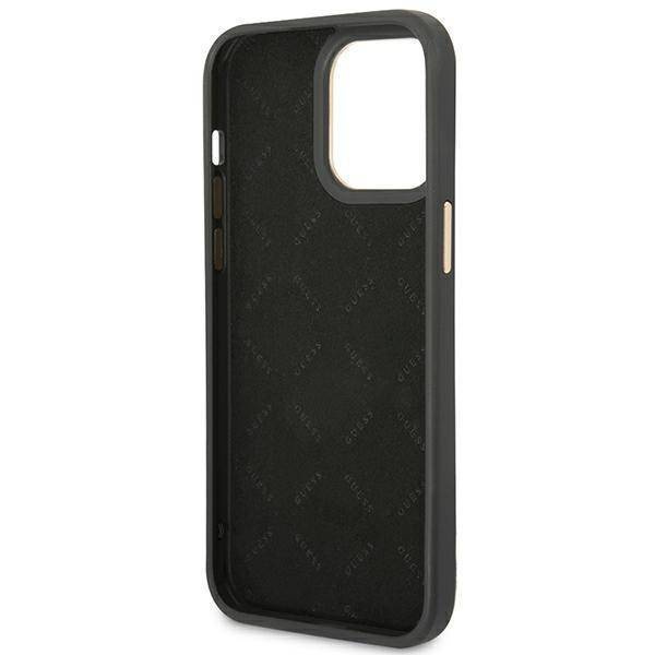 Original Handyhülle IPHONE 14 PRO MAX Guess Hard Case 4G Vintage Gold Logo (GUHCP14XHG4SHK) schwarz