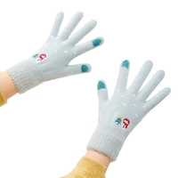 Winter-Telefonhandschuhe für Damen mit einem Schneemann und einem Weihnachtsbaum – grün