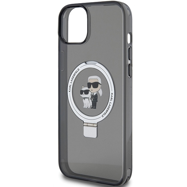 Karl Lagerfeld KLHMP15MHMRSKCK iPhone 15 Plus 6,7&quot; schwarz/schwarz Hardcase Ringständer Karl&amp;Choupette MagSafe
