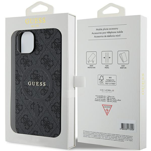 Oryginalne Etui GUESS Hardcase GUHMP15SG4GFRK do iPhone 15 (Kompatybilny z Magsafe / 4G Ring classic logo / czarny)