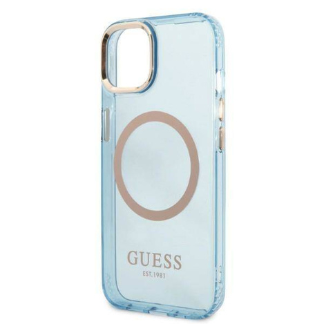 Oryginalne Etui IPHONE 13 Guess Hard Case Gold Outline Translucent MagSafe (GUHMP13MHTCMB) niebieskie