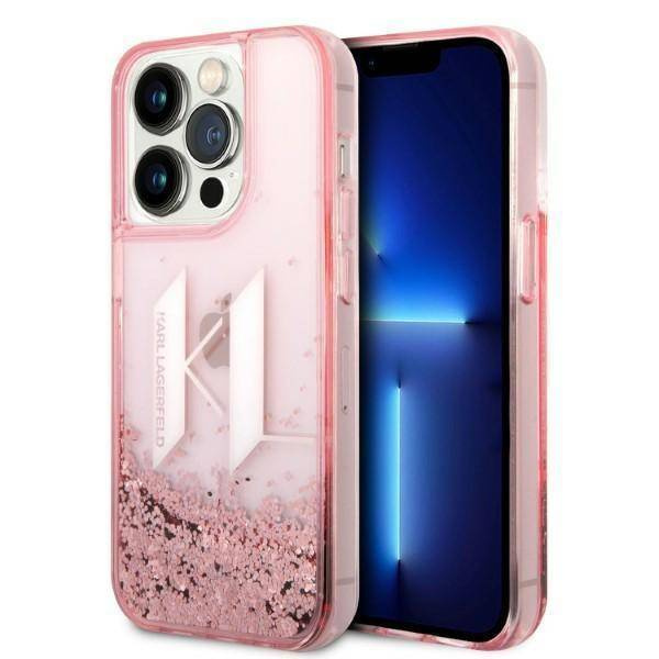 Karl Lagerfeld Liquid Glitter Big Logo Case - Etui iPhone 14 Pro (różowy)