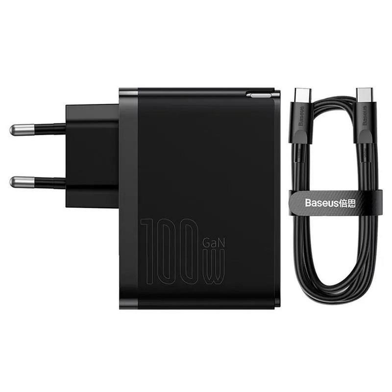Baseus GaN5 Pro szybka uniwersalna ładowarka sieciowa GaN USB Typ C / USB 100W PD3.0, QC4.0+, AFC czarny (CCGP090201)