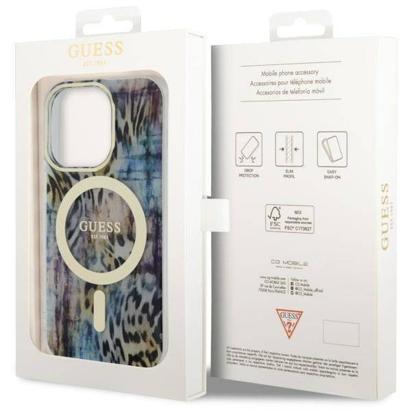 Guess GUHMP14XHLEOPWB iPhone 14 Pro Max 6.7&quot; Blau/Blau Hardcase Leopard MagSafe