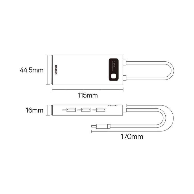 Baseus Metal Gleam Series 4 in 1 HUB Docking Station USB Type C - 4 x USB 3.2 Gen. 1 (WKWG070013)