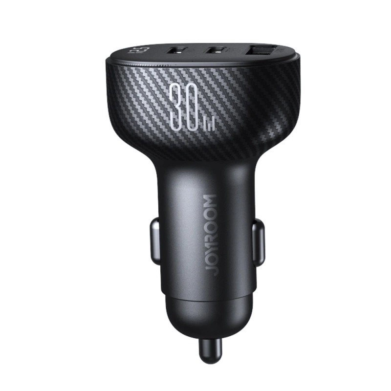 Joyroom JR-CCD04 30W 2x USB-C USB-A Autoladegerät mit Display - Schwarz
