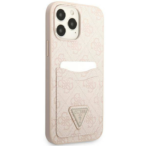 Etui IPHONE 13 PRO Guess Hardcase 4G Triangle Logo Cardslot (GUHCP13LP4TPP) różowe