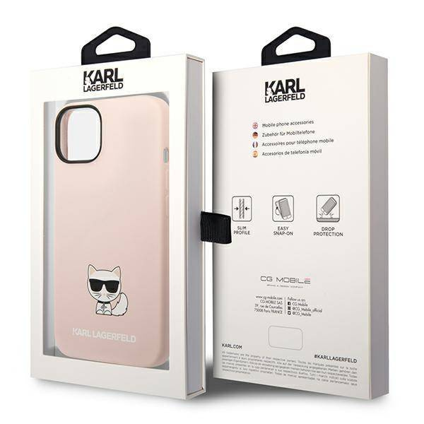 Original Case IPHONE 14 PLUS Karl Lagerfeld Hardcase Silicone Choupette Body (KLHCP14MSLCTPI) light pink