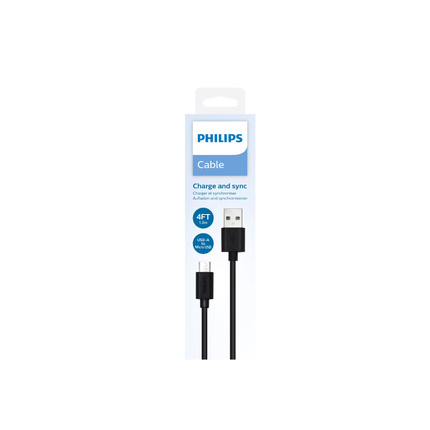 PHILIPS KABEL USB DO USB MICRO  CZARNY 1,2M  4FT DLC3104U/00