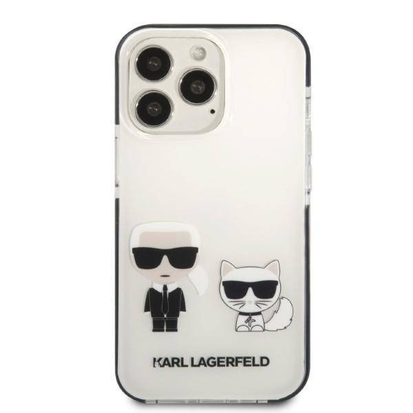Original Handyhülle IPHONE 13 PRO MAX Karl Lagerfeld Hardcase Karl & Choupette weiß