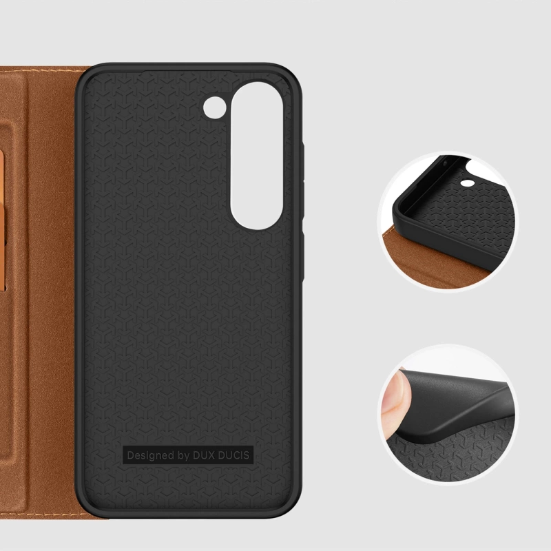 Dux Ducis Skin X2 Hülle Samsung Galaxy S23+ Flip Case Wallet Stand braun
