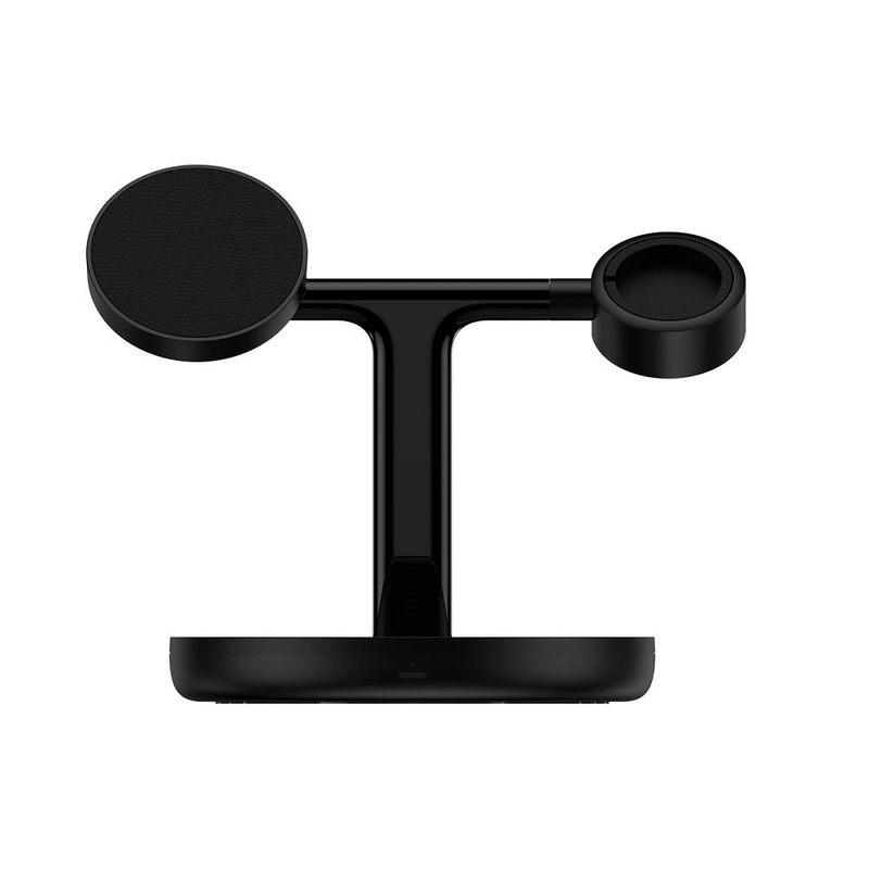 Baseus Swan ładowarka indukcyjna (kompatybilna z MagSafe) stojak do iPhone, Apple Watch, AirPods + kabel USB-C 1m czarny (WXTE000101)
