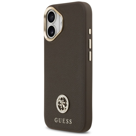 GUESS futerał do IPHONE 17 kompatybilny z MagSafe GUHMP17SPGCRMDEW (PU W/ Grained Strass Logo) brązowy