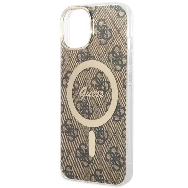 Guess GUHMP14SP4RPSW iPhone 14 6,1&quot; braun/braunes Hardcase 4G bedruckte Streifen MagSafe