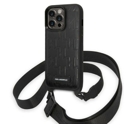 Karl Lagerfeld Monogram Plaque Logo Strap - Etui iPhone 14 Pro (czarny)