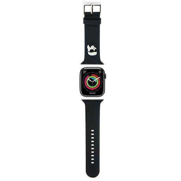 Strap for APPLE WATCH 4 / 5 / 6 / 7 / 8 / SE (38 / 40 / 41 MM) Karl Lagerfeld Strap 3D Rubber Karl Head (KLAWMSLKNK) black