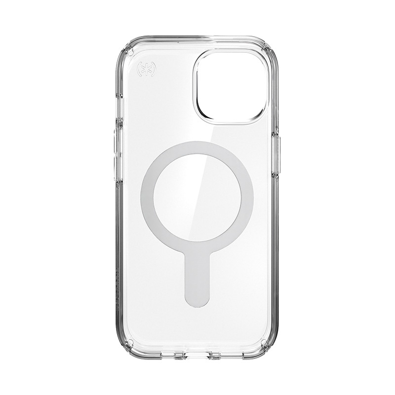 Speck Presidio Perfect-Clear ClickLock & Magsafe - Etui iPhone 15 / iPhone 14 / iPhone 13 (Clear / Chrome Finish / Serene Silver)