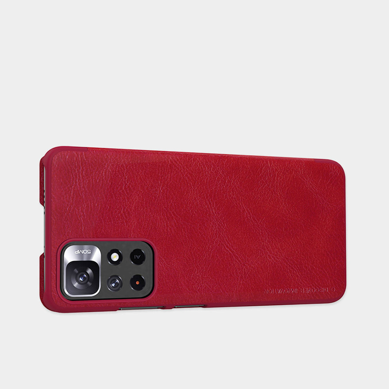 Nillkin Qin Case Case für Xiaomi Poco M4 Pro 5G Kameraschutz Holster Cover Flip Cover Braun