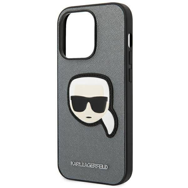 Karl Lagerfeld Saffiano Karl Head Patch Case – Etui iPhone 14 Pro (srebrny)