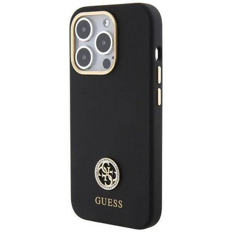 Oryginalne Etui APPLE IPHONE 15 PRO MAX Guess Hardcase Silicone Logo Strass 4G (GUHCP15XM4DGPK) czarne