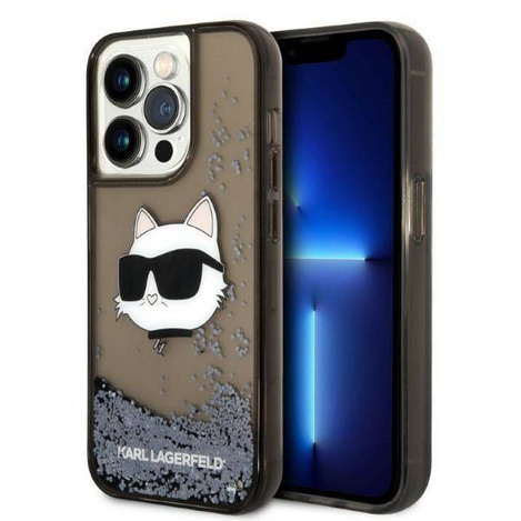 Karl Lagerfeld Liquid Glitter NFT Choupette Head - Etui iPhone 14 Pro Max (czarny)