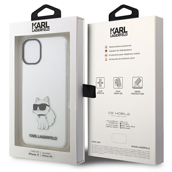 Original Handyhülle IPHONE 11 / XR Karl Lagerfeld Hardcase Ikonik Choupette (KLHCN61HNCHTCT) transparent