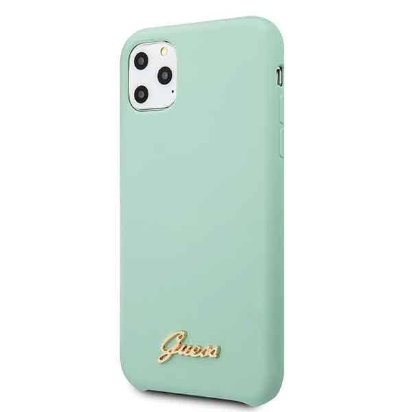 Etui Guess GUHCN58LSLMGGR iPhone 11 Pro zielony/green hard case Silicone Vintage Gold Logo