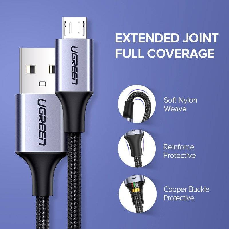 UGREEN micro USB Cable QC 3.0 2.4A 2m (White)