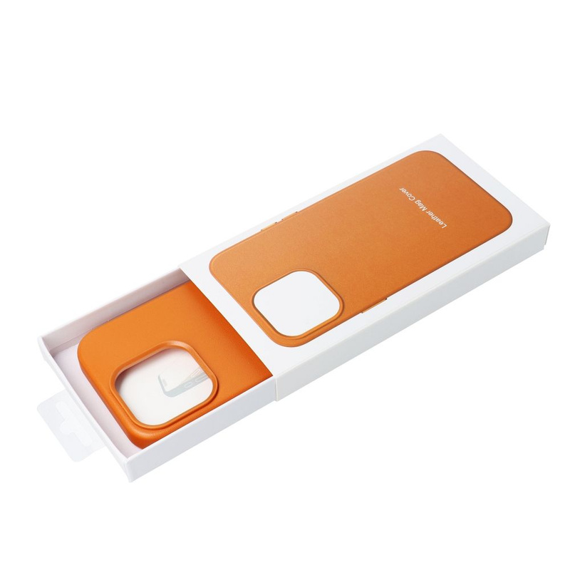 Leather Mag Cover kompatybilne z MagSafe do IPHONE 15 PLUS pomarańczowy