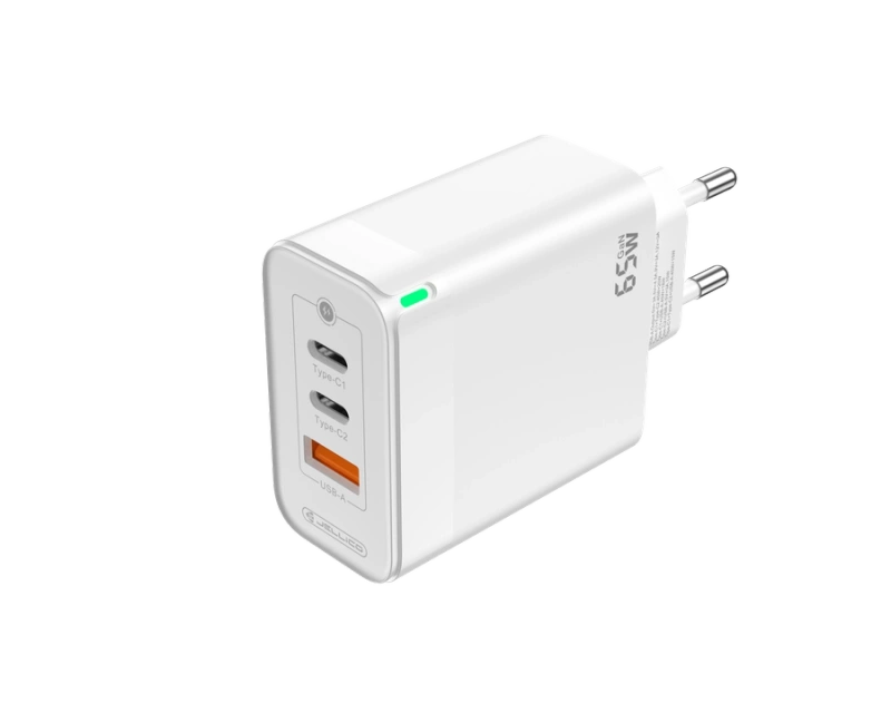 JELLICO ładowarka sieciowa C79 GaN PD 65W 2xUSB-C + 1xUSB QC3.0 Biały
