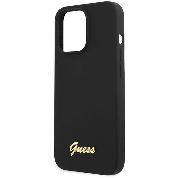 Guess GUHCP13XLSLMGBK iPhone 13 Pro Max 6,7" schwarz/schwarzes Hardcase Silikon Script Gold Logo