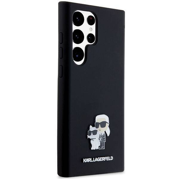 Oryginalne Etui KARL LAGERFELD hardcase Silicone Karl&Choupette Metal Pin KLHCS24LSMHKCNPK do Samsung Galaxy S24 Ultra czarny