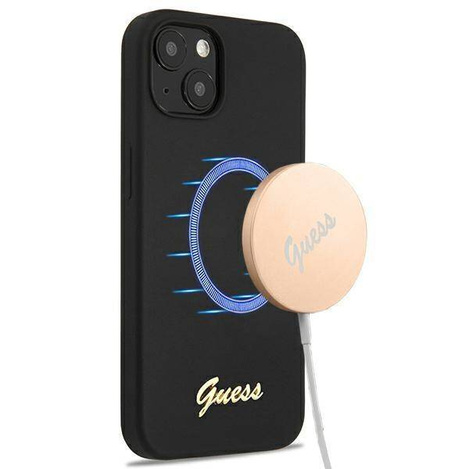 Guess GUHMP13MLSLMGBK iPhone 13 6,1" black/czarny hardcase Silicone Script Gold Logo