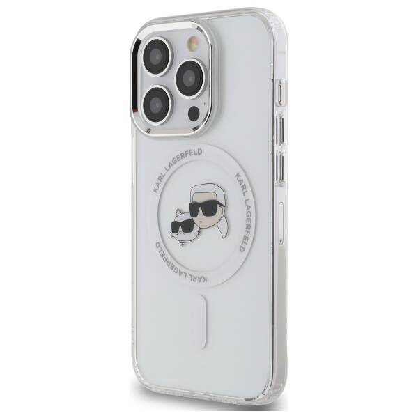 Original Case IPHONE 14 PRO MAX Karl Lagerfeld Hardcase IML Metal Karl&Choupette Head MagSafe (KLHMP14XHLSKCH) white