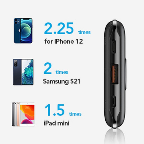 Bateria zewnętrzna (Powerbank) VEGER S11 - 10 000mAh LCD Quick Charge PD 22,5W czarny (W1140)