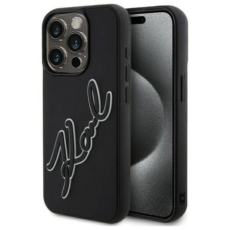 Etui Karl Lagerfeld 3D Rubber Signature na iPhone 15 Pro Max - czarne