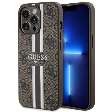 Guess GUHMP13XP4RPSW iPhone 13 Pro Max 6,7&quot; braun/braunes Hardcase 4G bedruckte Streifen MagSafe