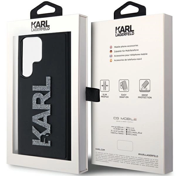 Etui Karl Lagerfeld 3D Rubber Glitter Logo na Samsung Galaxy S23 Ultra - czarne