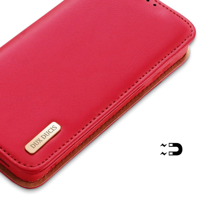 DUX DUCIS Hivo - skórzane etui portfelik do Samsung Galaxy S24 Plus czerwone