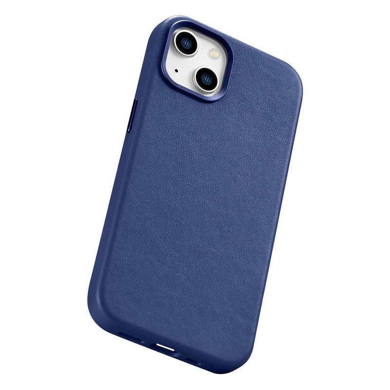 iCarer Case Leather genuine leather case for iPhone 14 blau (WMI14220705-BU) (MagSafe compatible)