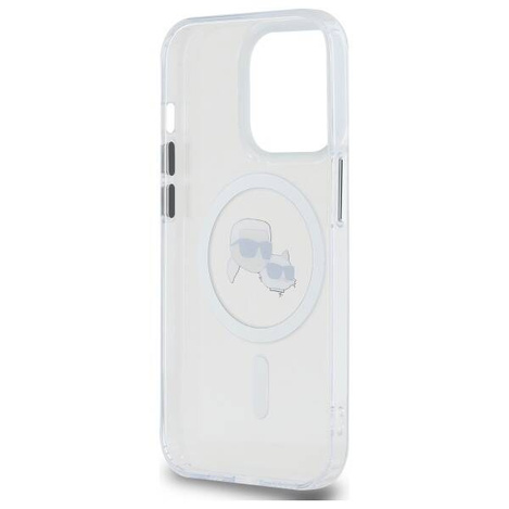 Oryginalne Etui IPHONE 14 PRO MAX Karl Lagerfeld Hardcase IML Metal Karl&Choupette Head MagSafe (KLHMP14XHLSKCH) białe