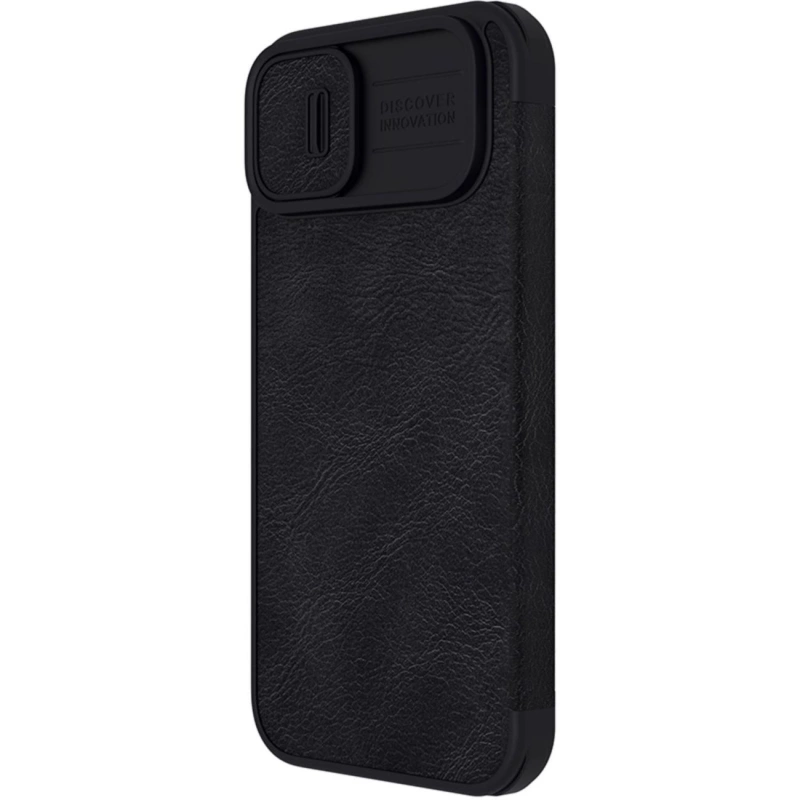 Nillkin Qin Leder Pro Hülle iPhone 14 Plus Kamera Cover Holster Cover Flip Case Schwarz