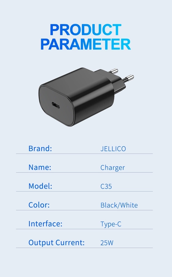JELLICO ładowarka sieciowa C35 PD 25W 1xUSB-C Czarny