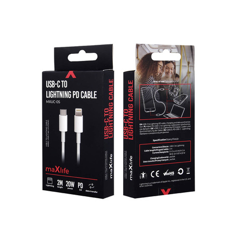 Maxlife kabel MXUC-05 USB-C - Lightning 2,0 m 20W biały