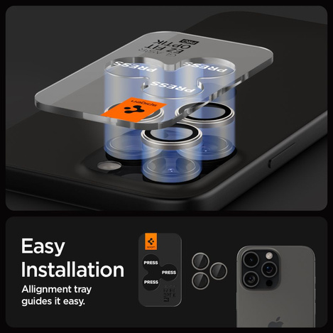 Spigen Optik.tR EZ Fit Kameraschutz für iPhone 14 Pro / Pro Max / 15 Pro / Pro Max - natürliches Titan 2 Stk.